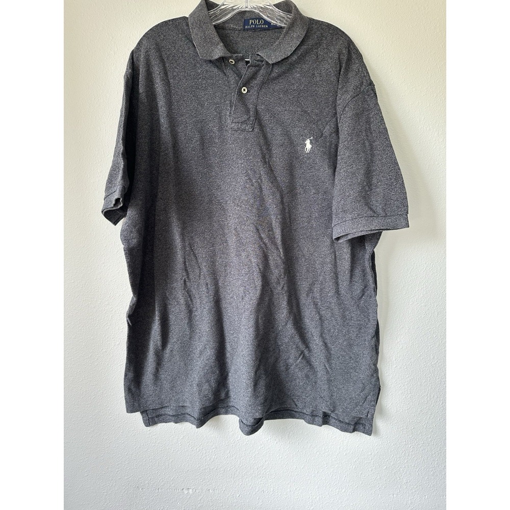 Polo Ralph Lauren Shirt Adult 2XL Gray Short Sleeve Casual Polo Rugby Men's